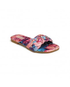 Fancy Flat Women Slippers Pink and Blue
